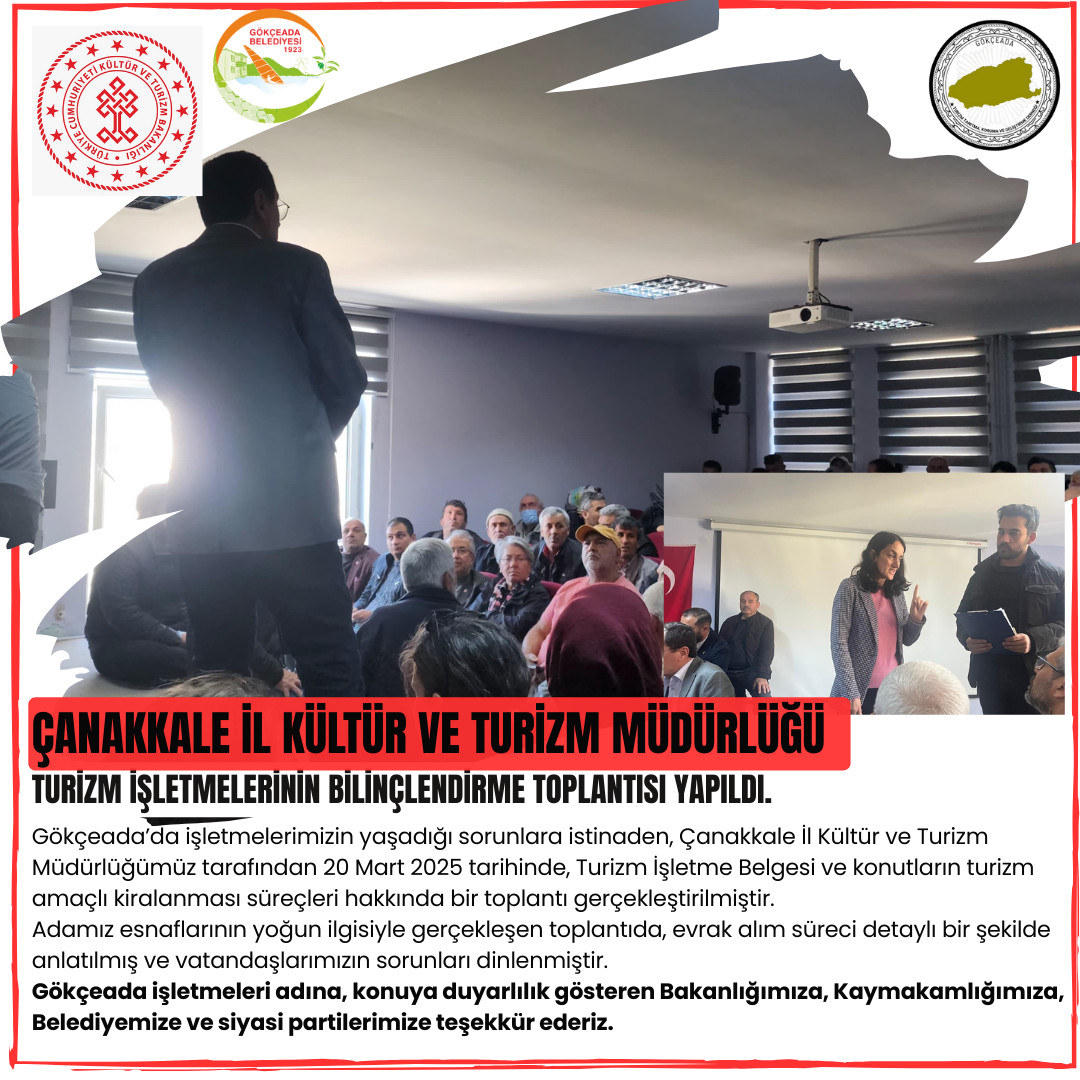 ÇANAKKALE İL KÜLTÜR VE TURİZM MÜDÜRLÜĞÜ KATILIMI İLE TURİZM BİLİNÇLENDİRME TOPLANTISI !