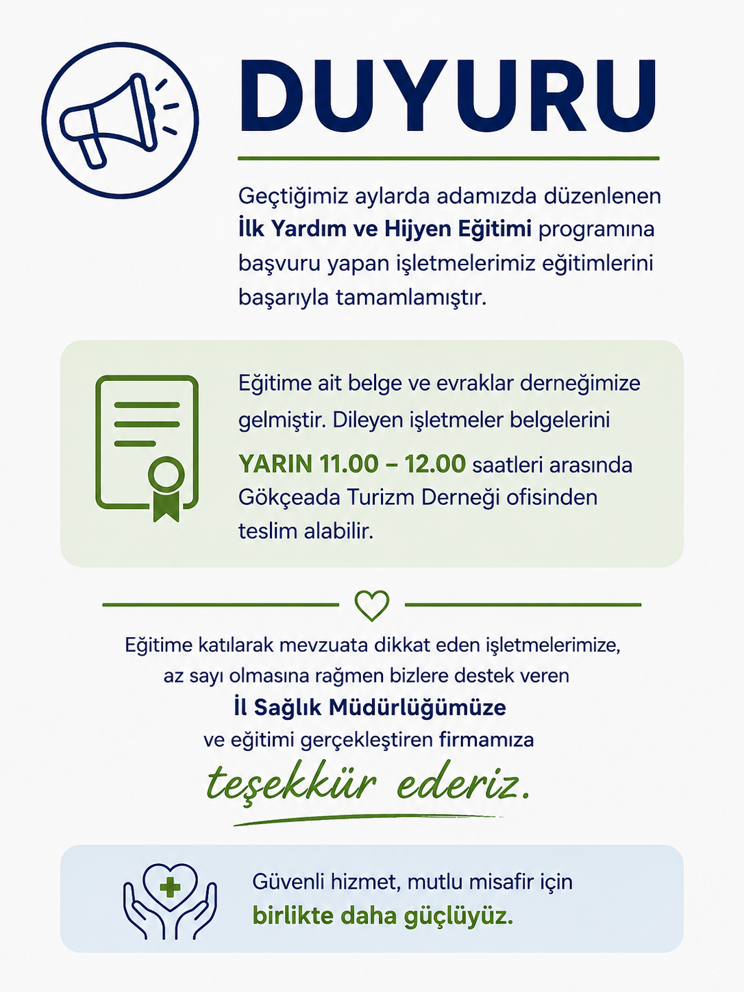 İLK YARDIM VE HİJYEN EĞİTİMİ BİLGİLENDİRME